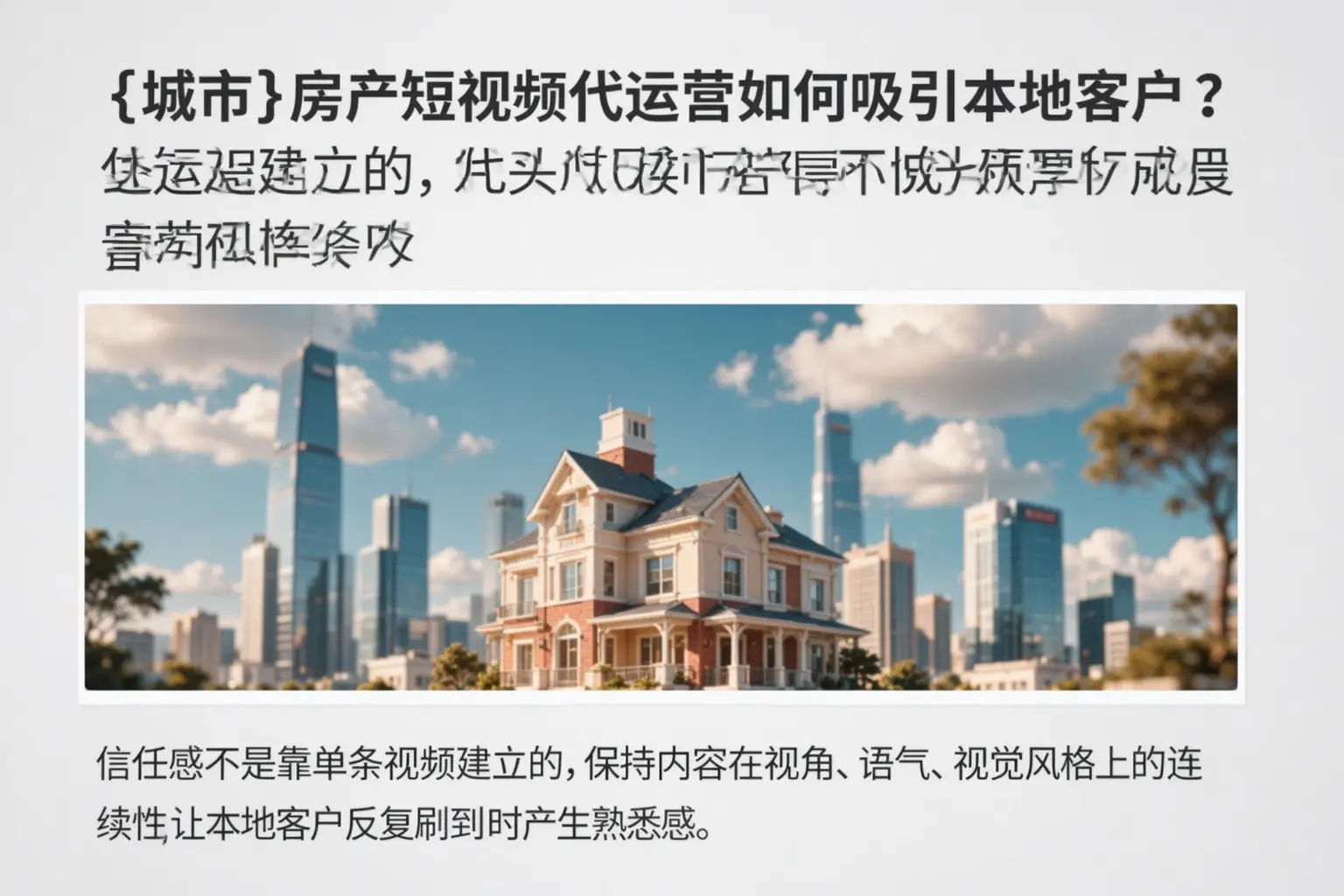 阿里房产短视频代运营如何吸引本地客户？