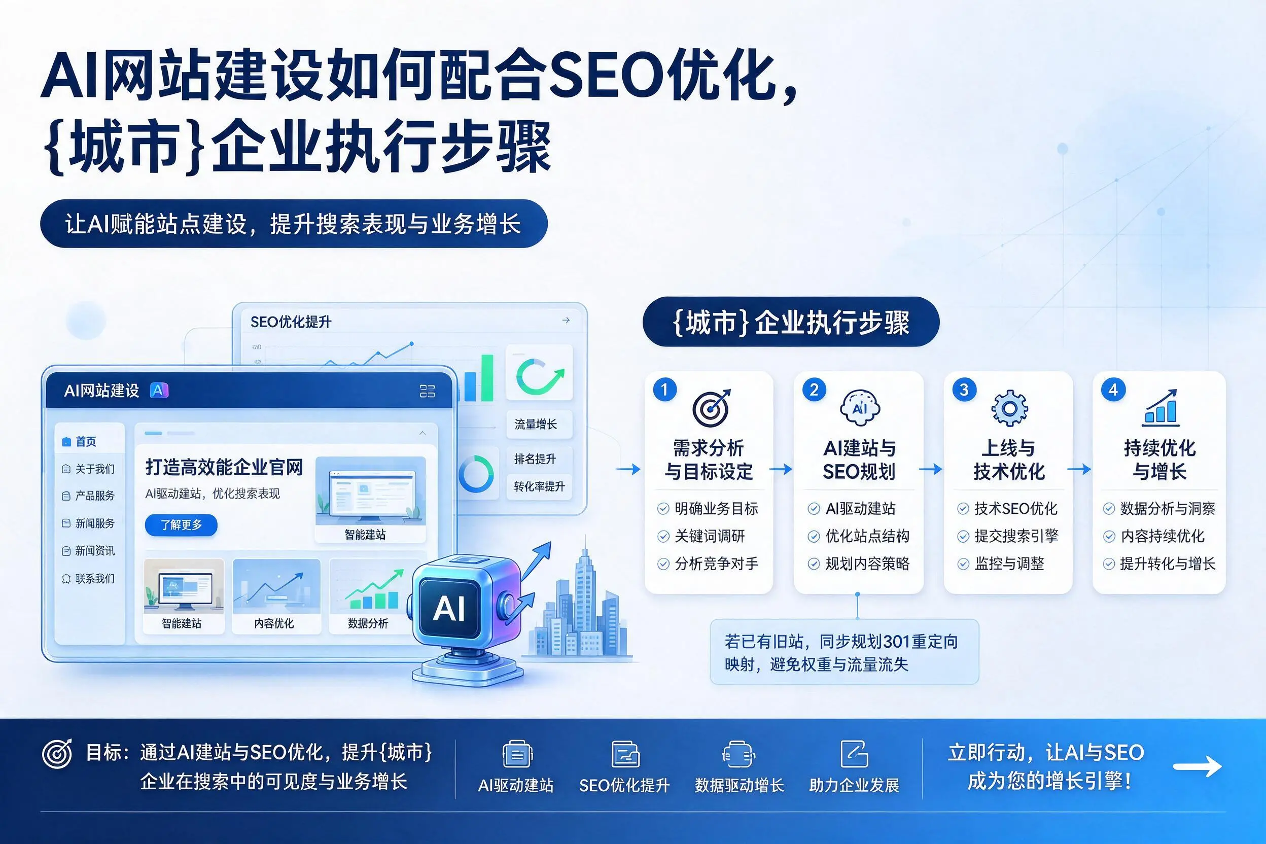 AI网站建设如何配合SEO优化，阿里企业执行步骤